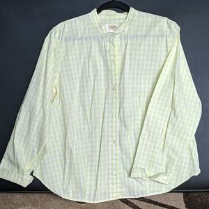 Lime green/white plaid blouse
